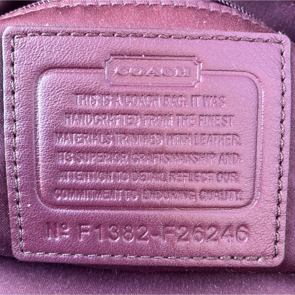 Coach Campbell Signature Shoulder Metallic Belle Carryall Bag Burgundy F26246 - Picture 10 of 13
